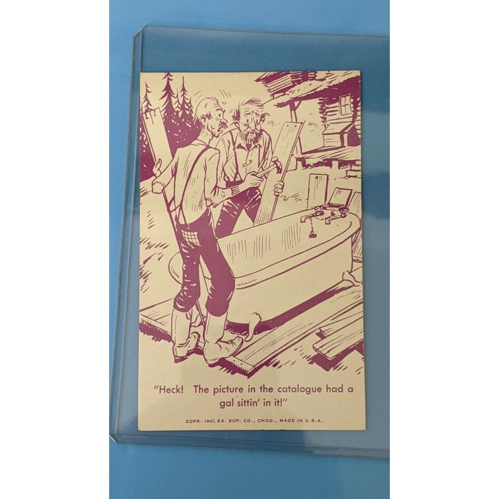 1940 Ex Sup Co Chgo Arcade Exhibit Card Risque Cartoon Pre WWII Hillbilly Humor